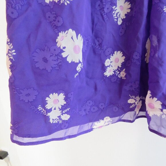 VINTAGE ANNA SUI 100% Silk Purple Ditsy Floral Draped Dress Y2K - Size US 2 - Picture 7 of 15